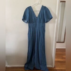 Blue Denim V-Neck Romper